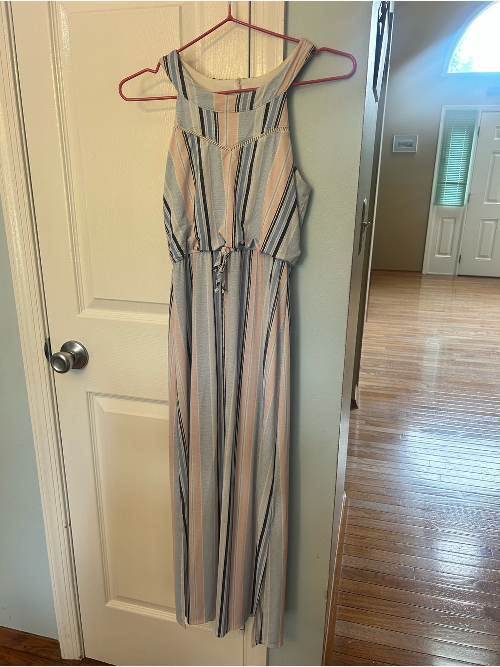 Three Hearts Girls Sleeveless Striped Maxi Dress in Blue and Pink